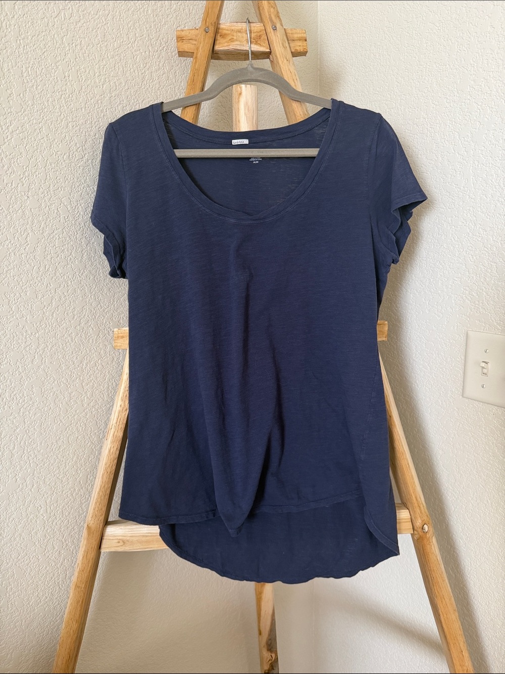 Eileen Fisher Navy Scoop Neck Short Sleeve Tee organic cotton